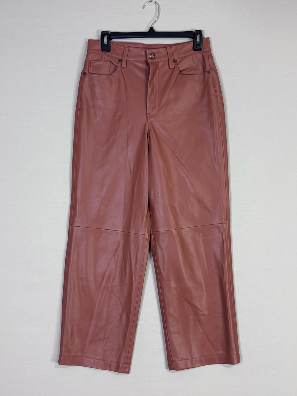 BLANKNYC Baxter Faux Leather Pants Cropped Straight Brown 28 High Rise